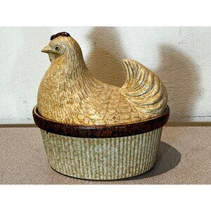 Treasure Craft Pottery Chicken Covered Ceramic Casserole Dish